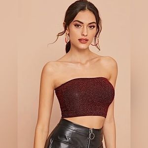 SHEIN Glitter Red Bandeau Top Size XS
